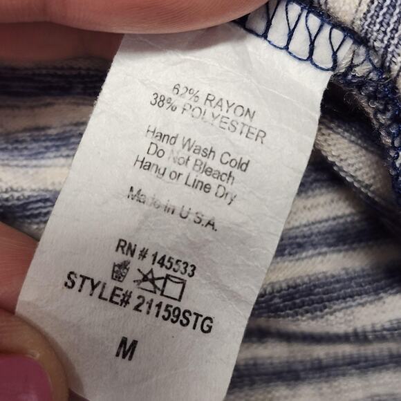 Anthropologie W5 Tank Top Womens Medium Blue White Stripe Racerback Knit USA - Picture 4 of 8